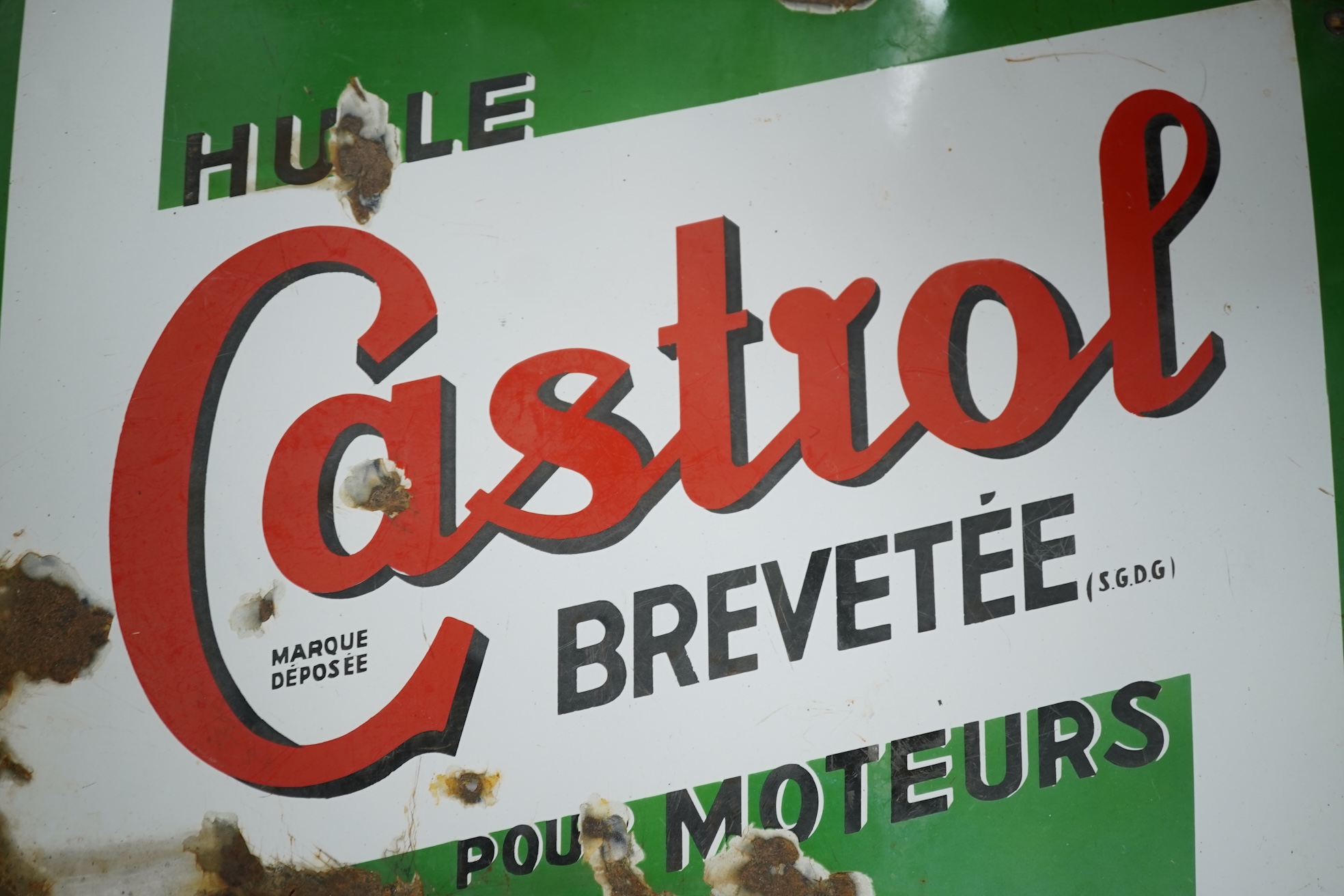 A French enamel 'CASTROL' advertising sign, 60cm x 46cm